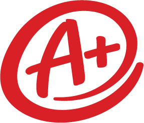 Red A plus grade symbol circled